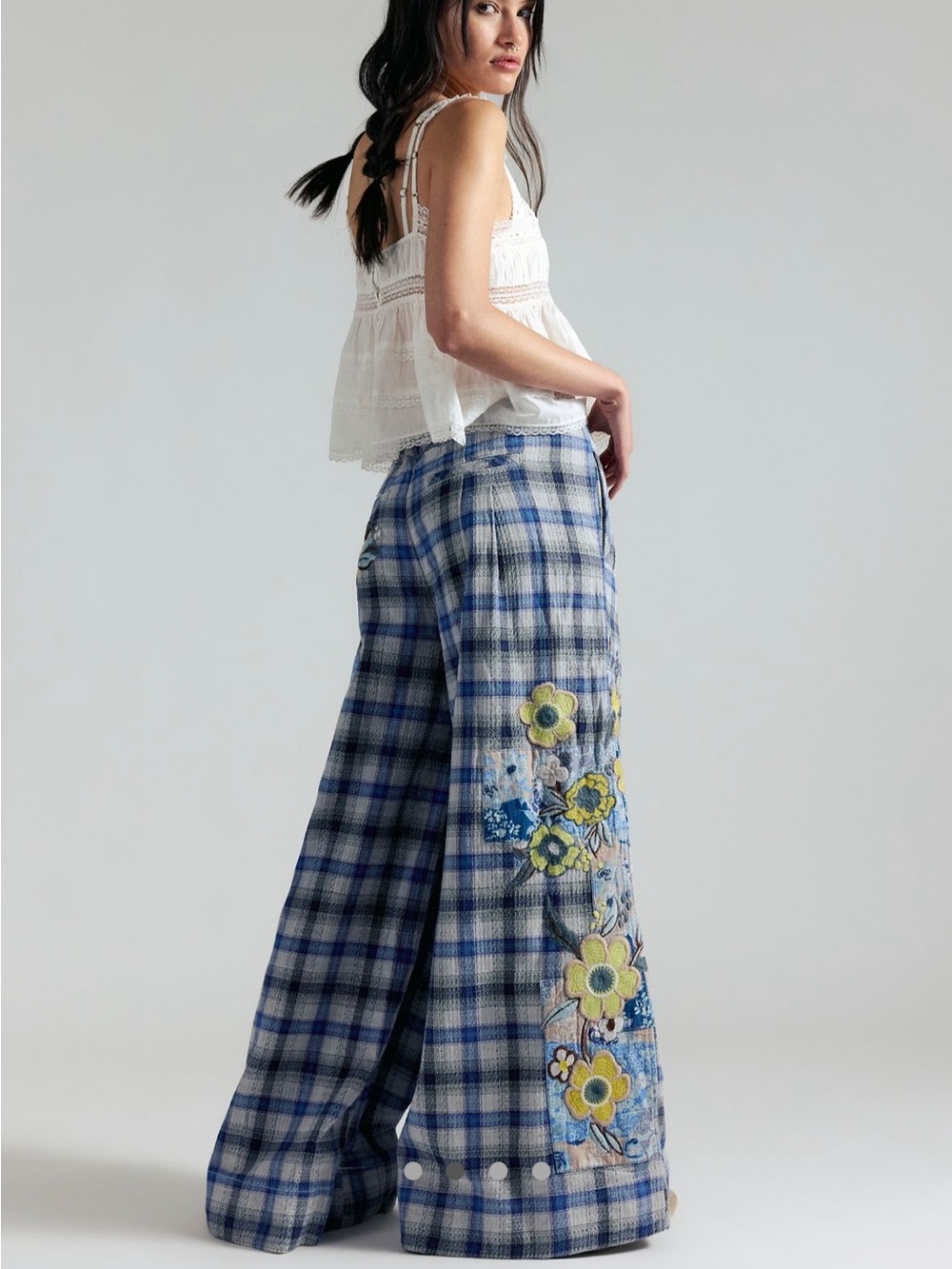 BROOKS EMBROIDERED WIDE LEG PATCHWORK PANTS - Picture 2 of 4